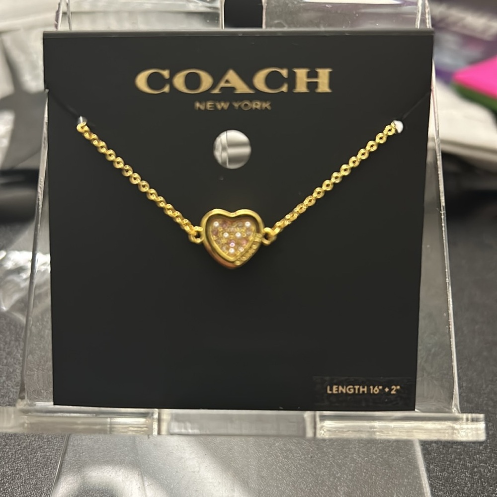 Coach Rose Gold Heart Studded Necklace - Picture 4 of 4